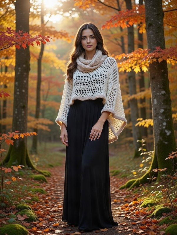 Autumn Mandala Madness Front — Circular Poncho