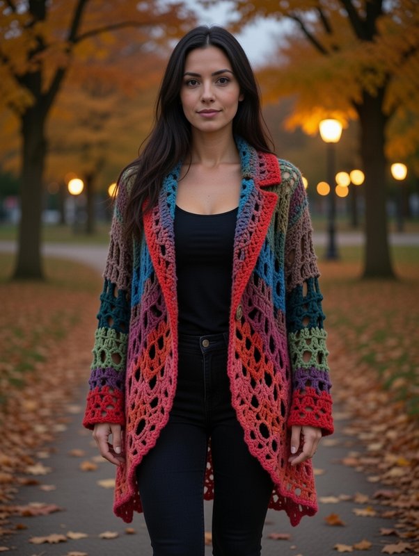 Fall Foliage Filigree — Circular Poncho