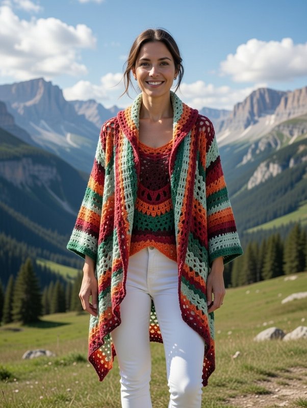 Mountain Stripe Meltdown — Circular Poncho