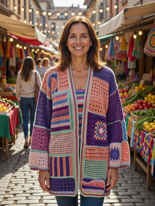 Patchwork Crochet Cardigan
