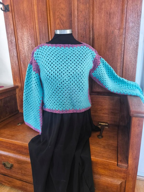 Crochet Top — Teal & Purple